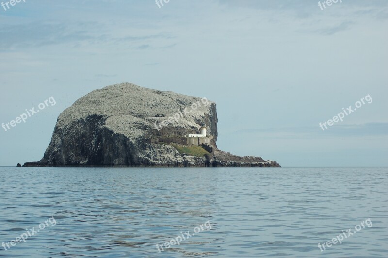 Bass Rock Island Lighthouse Water Sea