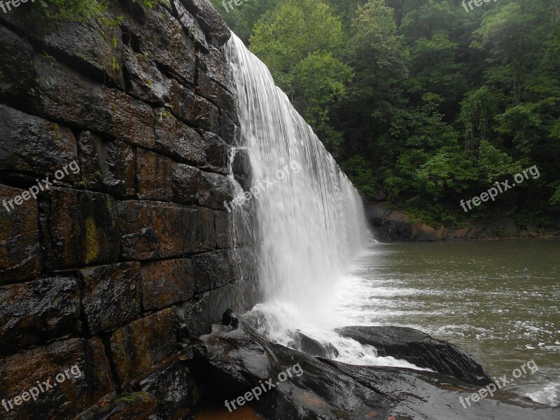 Waterfall Dam Nature River Wall