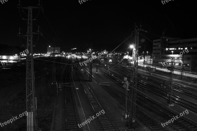 Railway Station Gleise Night Rails Railway