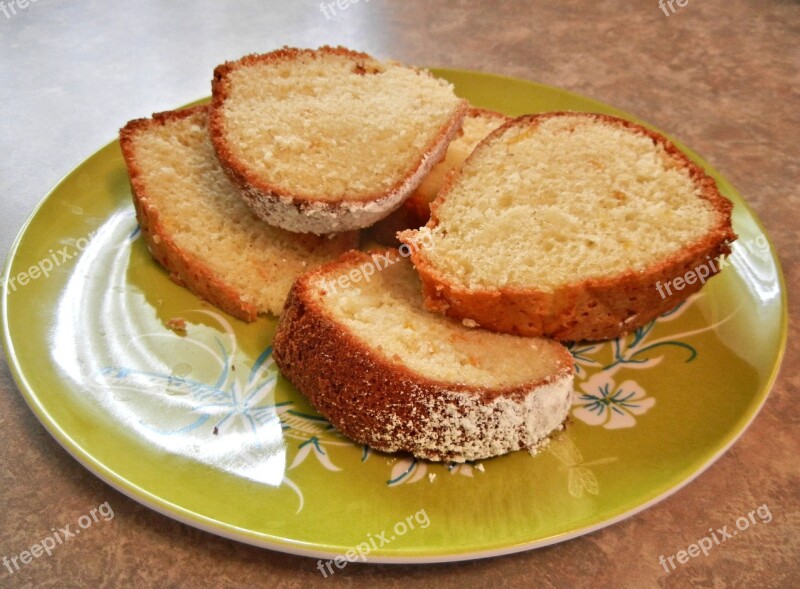 Sponge Cake Baked Cake Sliced Caked Confectioners Sugar Free Photos