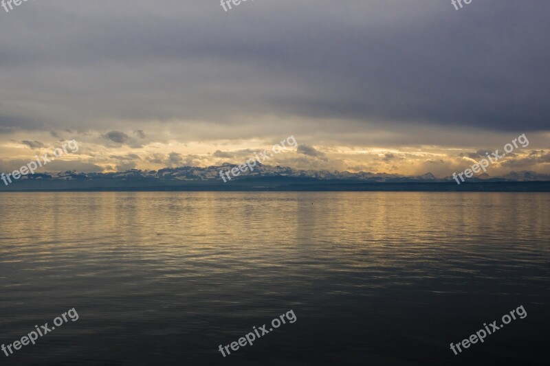 Lake Constance Alpine Alpine Panorama Abendstimmung Water