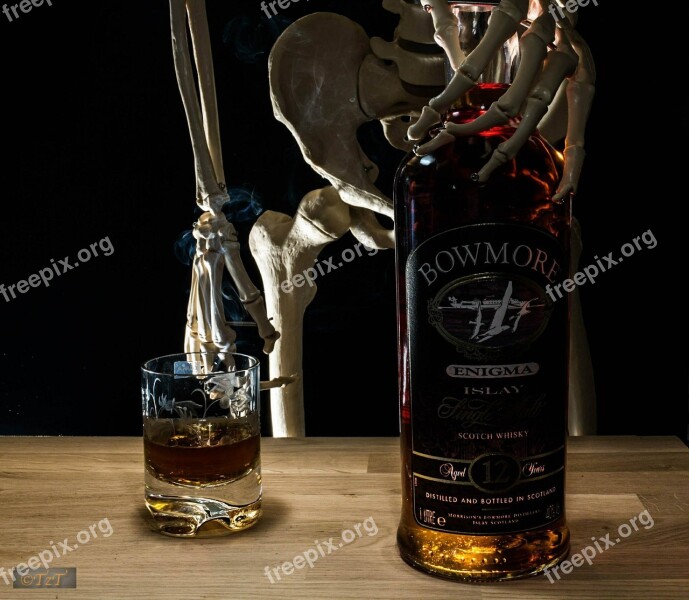 Bottle Liquor Skeletal Glass Whisky