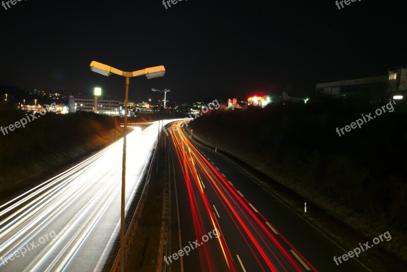 Night Photograph Road Night Lighting Street Lighting