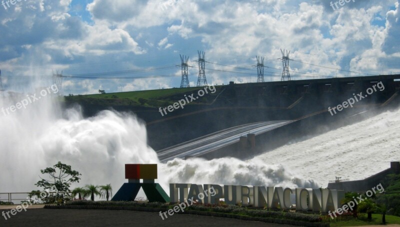 Itaipu Spillway Water Energy Light