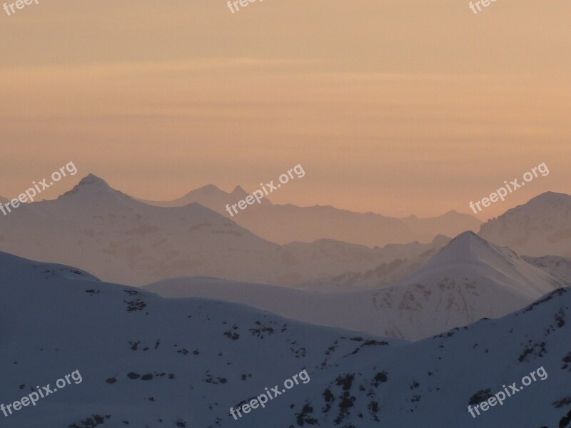 Sunrise Swiss Alps Mountains Sky Morning