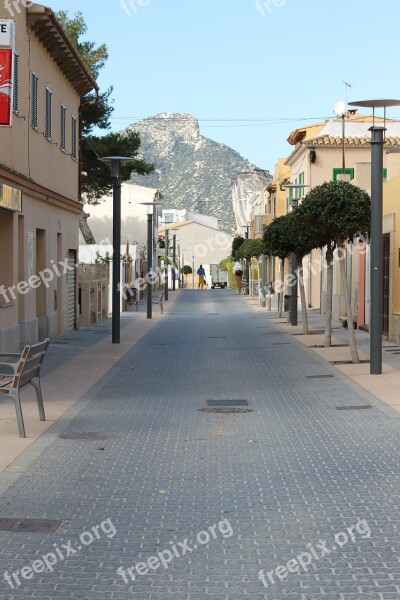 Pedestrian Zone City Spain Downtown Façades