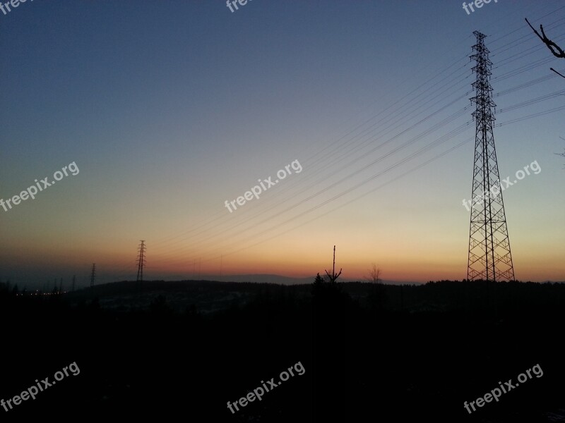 Glow The Telegraph Line In The Dark Free Photos