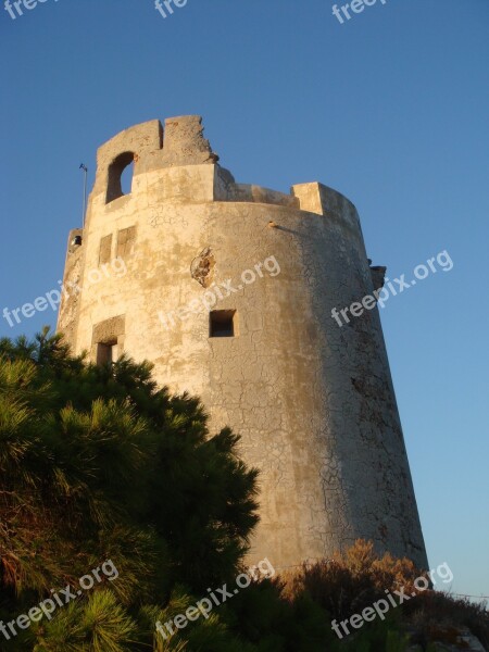 Torre Sky Medieval Tower Blue Sky Sardinia