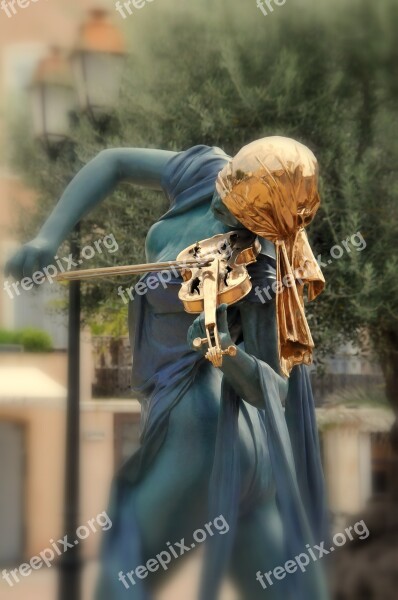 Violinist Musician Anna Chromy Statue St-tropez