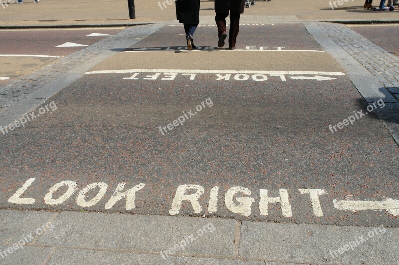 London Street Road Look Right Attention