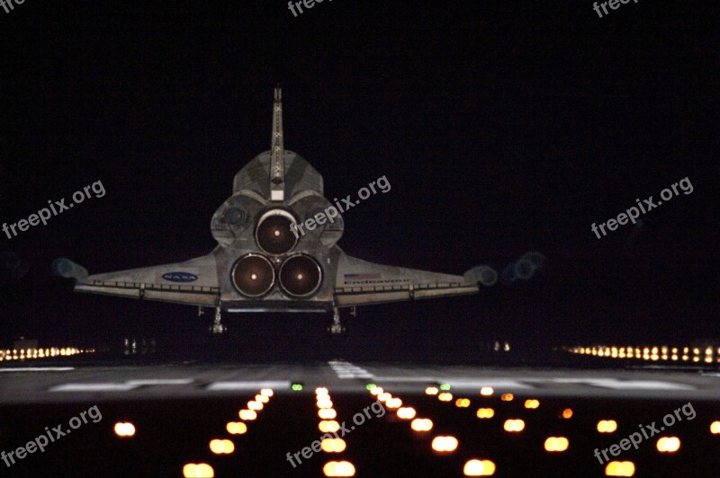 Space Shuttle Endeavour Landing Lights Runway Mission Complete