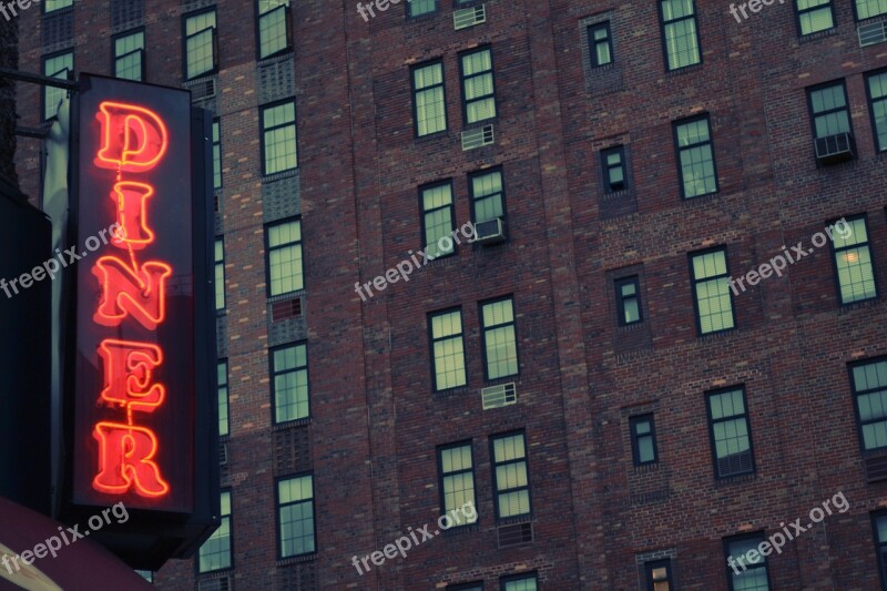 Diner Sign Restaurant Food Dining