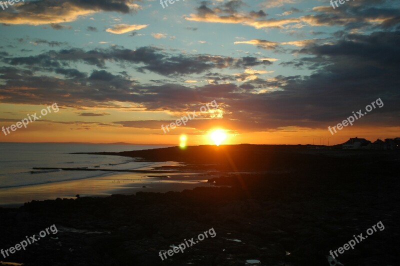 Sunset Wales Sea Sun Sky