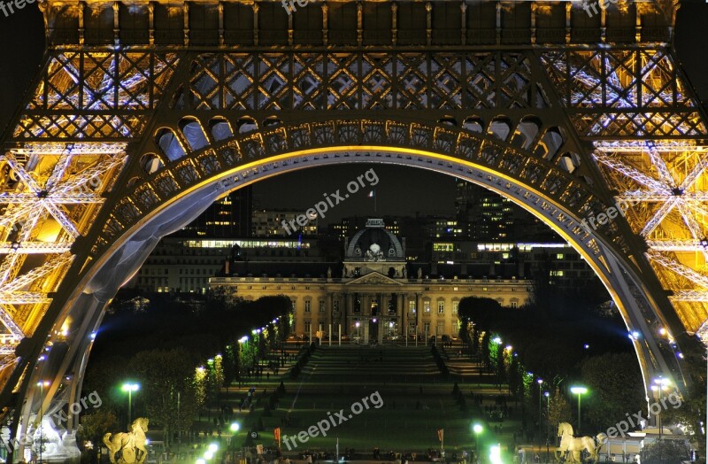 Eiffel Tower Night Hôtel Des Invalides Paris Architecture