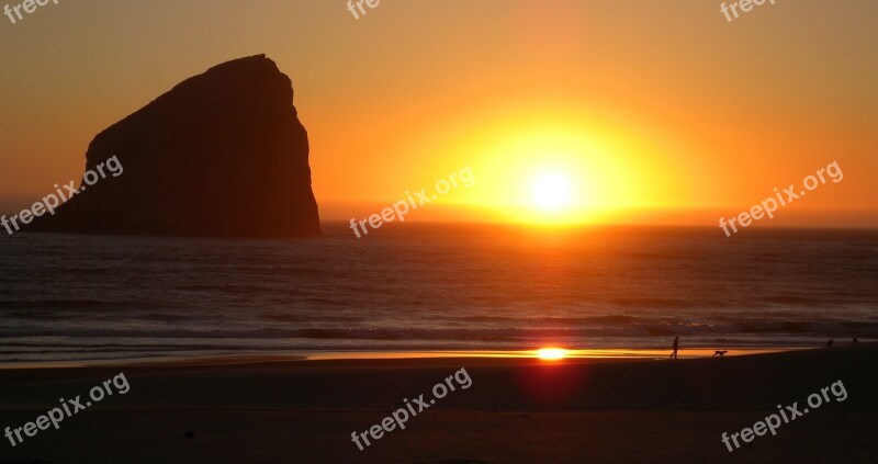 Sunset Ocean Beach Summer Coast