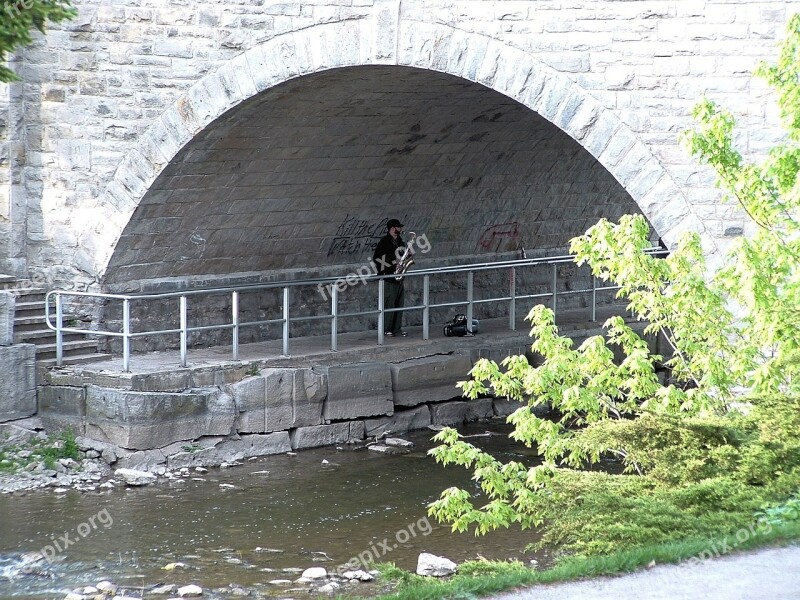 Under A Bridge River Saxophone Music Nature