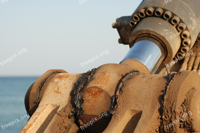 Machine Excavator Industrial Sky Beach