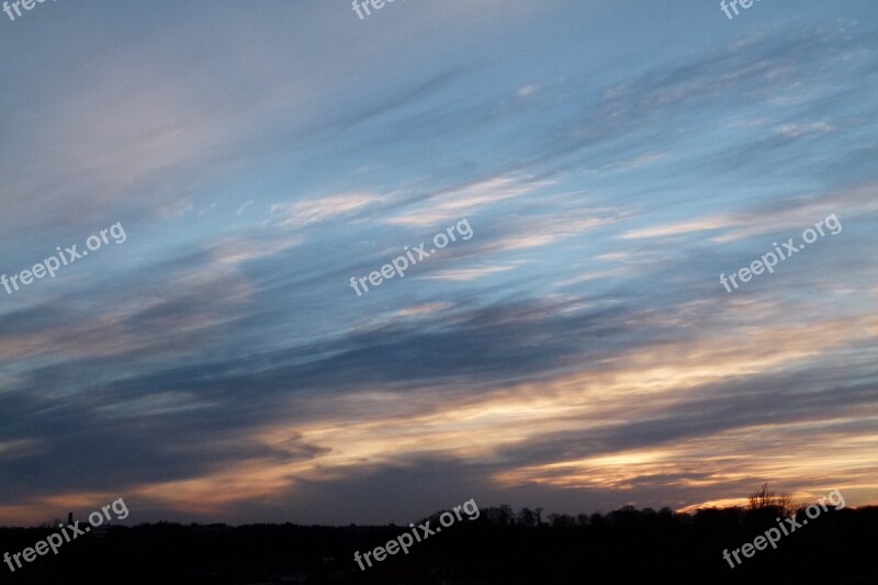 Air Clouds Setting Sun Sunset Evening Sky