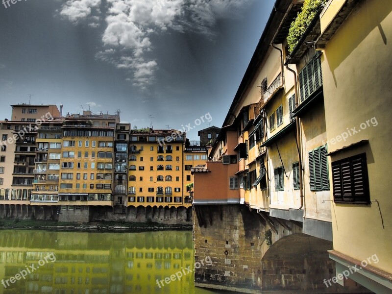 Ponte Vecchio Florence Sky Places Of Interest Arno