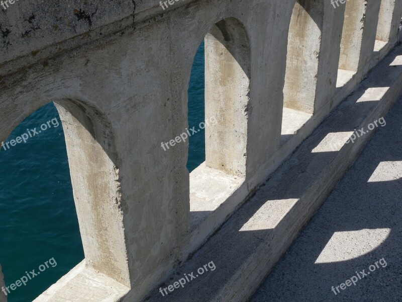 Bridge Shadow Light Blue Water Arches