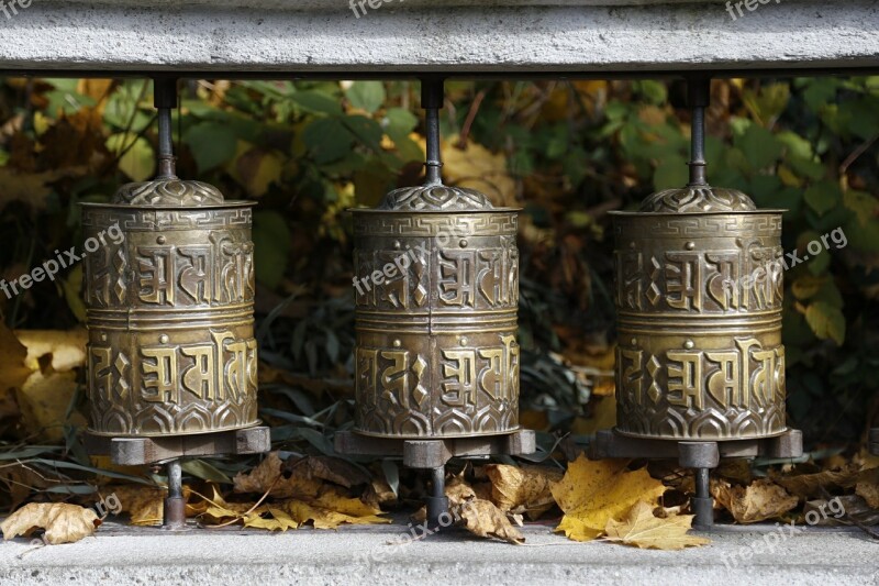 Prayer Wheels Nepal Turn Buddhism Pray