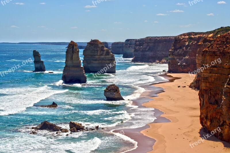 Rock 12 Apostles Sea Ocean Beach