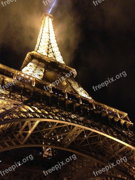 Eiffel Tower Paris Lights France Travel