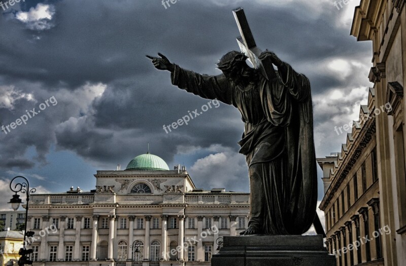 Warsaw Church Ste-croix Jesus Christ Sky Storm