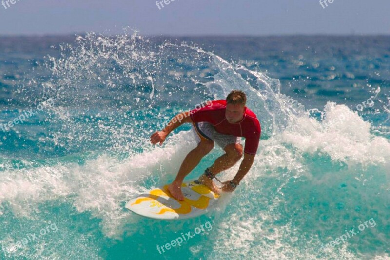 Surfer Surfboard Surfing Wave Water