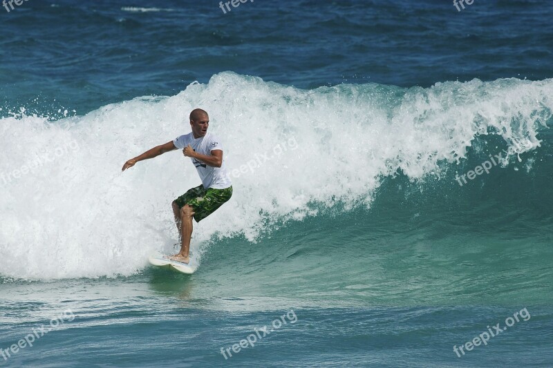 Surfer Surfboard Surfing Wave Water