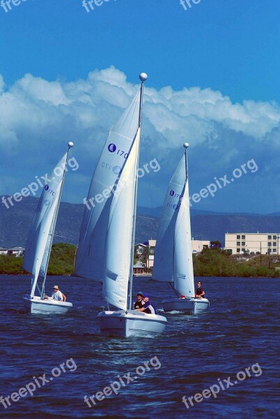 Sailboats Sailing Ocean Sea Vessel