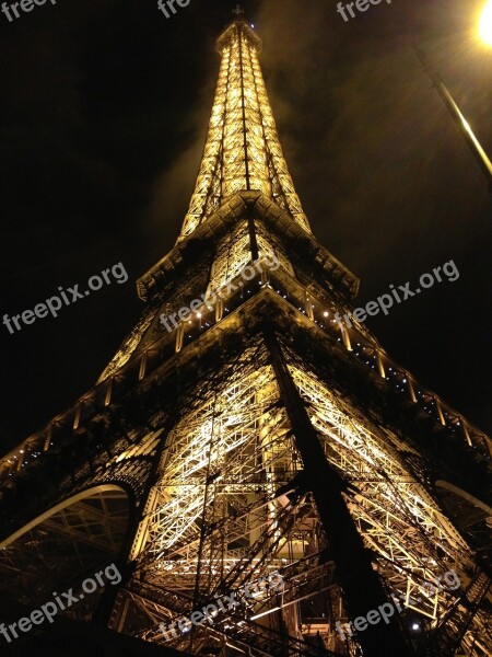 Eiffel Tower Paris Lights France Travel