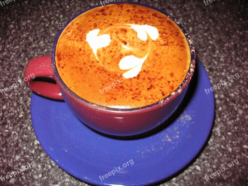 Cappuccino Art Design Three Hearts Beverage