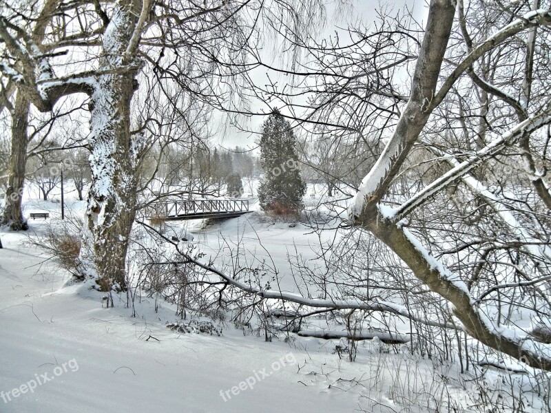 Bridge Winter Scenery Canada Free Photos