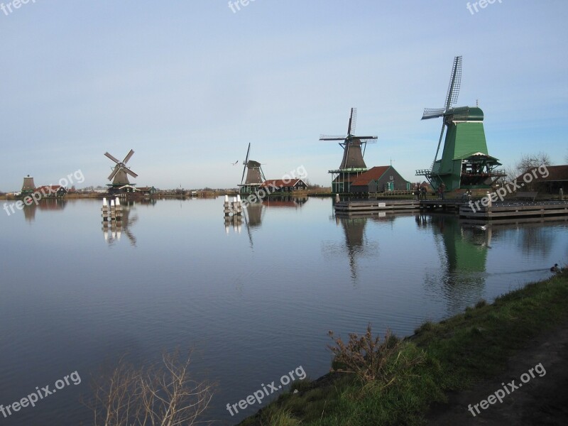 Zaandam Mills Zaanse Schans View Landscape