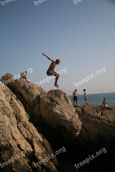 Jump Diving Sea Action Sky