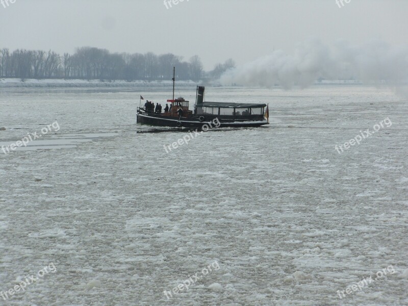 Steamboat Winter Elbe Ice Floes Free Photos