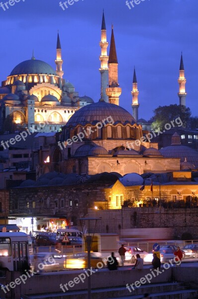 Istanbul Cami Night The Minarets Eminönü