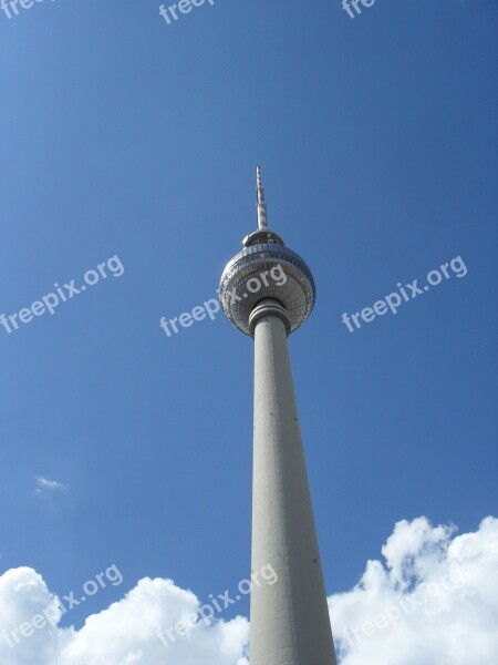 Tv Tower Berlin Blue Sky Places Of Interest Alex