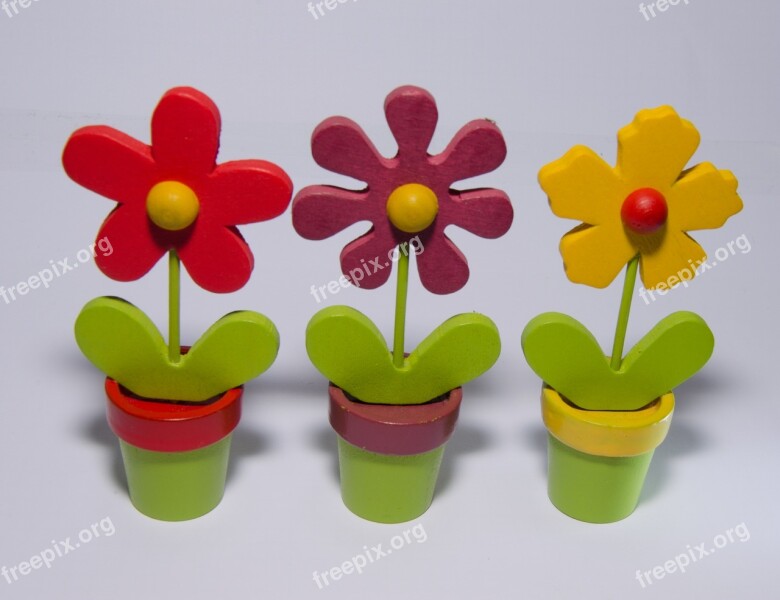 Flowers Plant Colorful Wood Deco