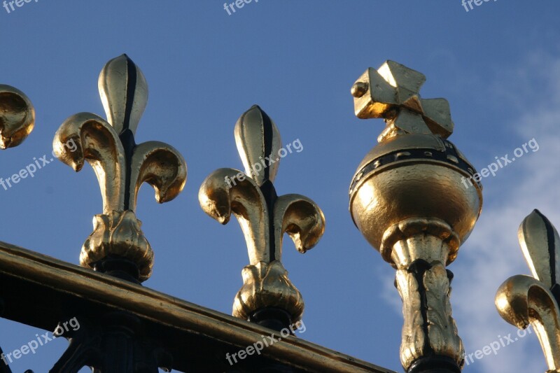 Fence London Cross Blue Sky Royal