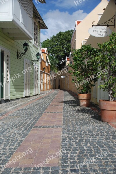 Street Colored Houses Curacao Authentic Street Colorful