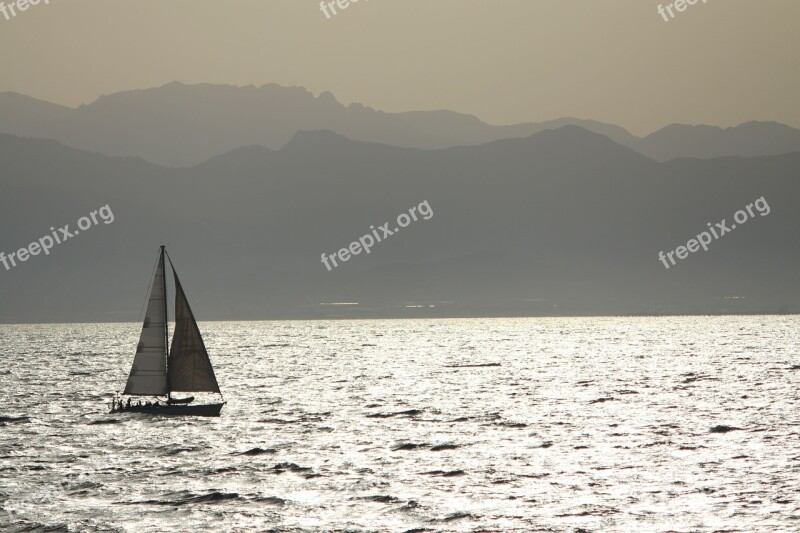 Sardinia Sea Sailboats Sunset Quiet