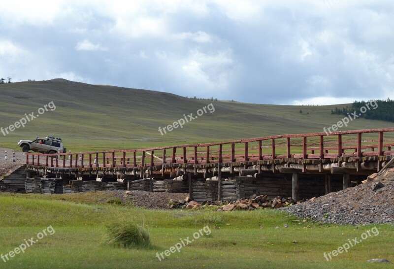 Mongolia Bridge Steppe Free Photos