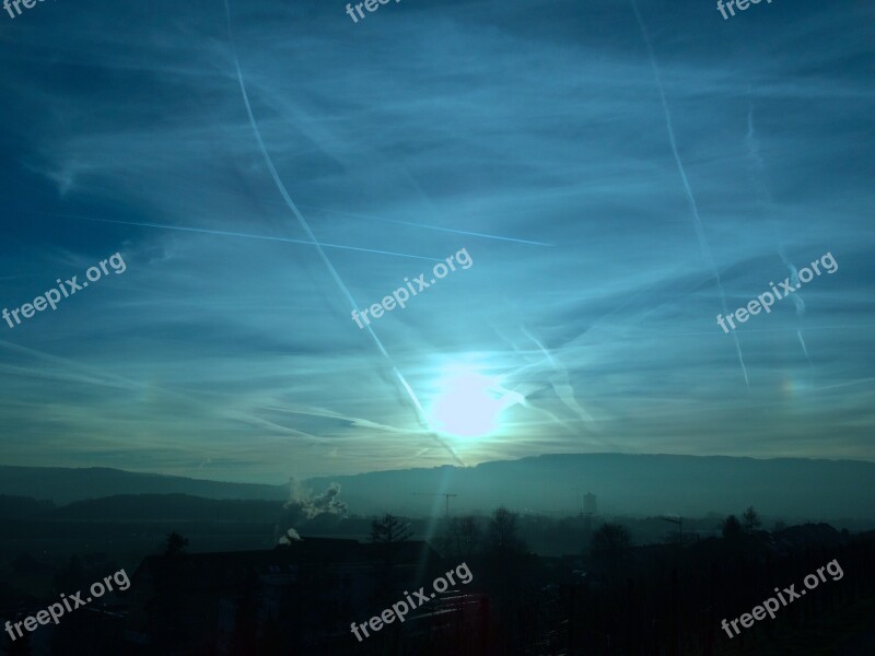 Winter Sun Backlighting Flight Tracks Free Photos