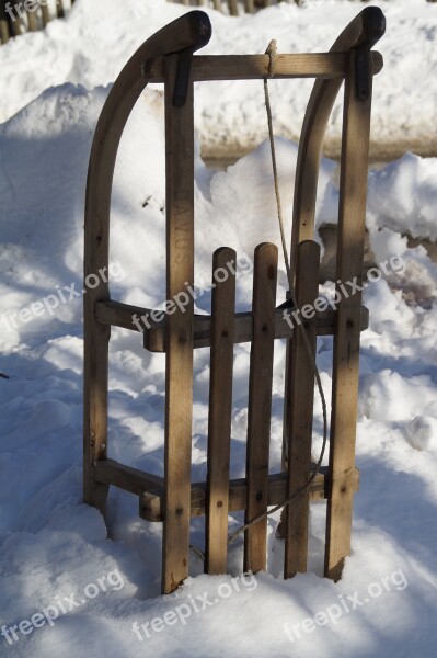 Slide Toboggan Tobogganing Wooden Sled Winter