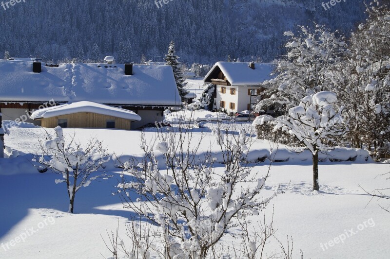 Wintry Landscape Snowy Village Snow