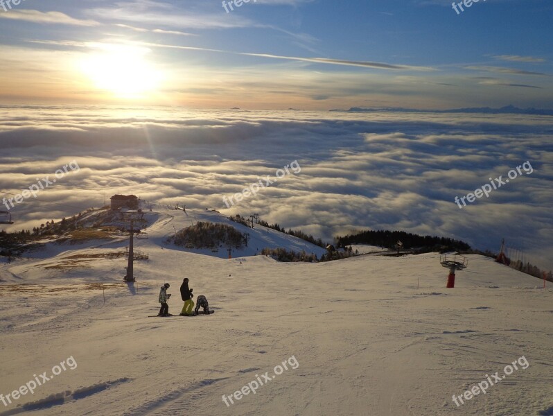 Slovenija Krvavec Skiing Fog Ski Slope