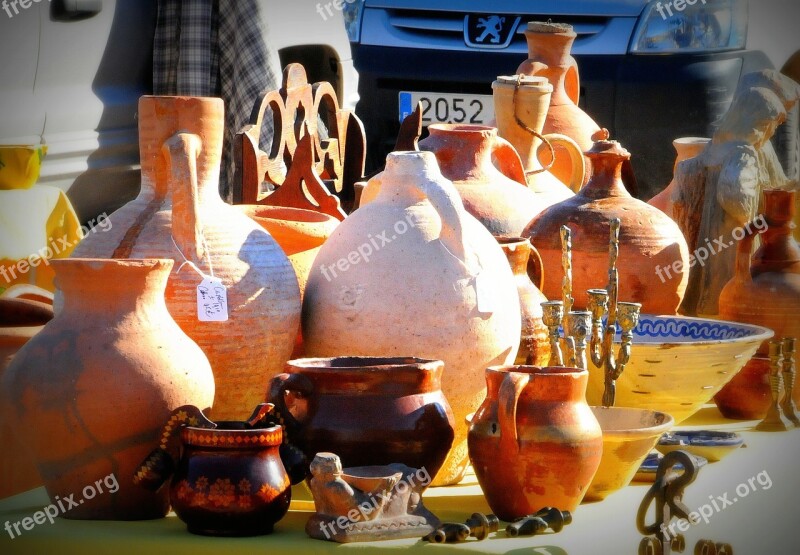 Pottery Flea Market Spain Jars Free Photos