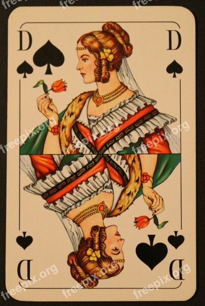 Playing Card Map Card Game Pik Lady